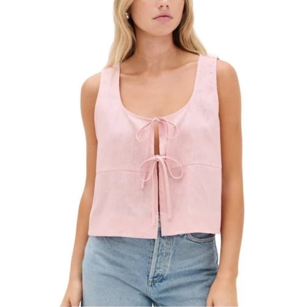 Light Pink Tie-Front Sleeveless Top